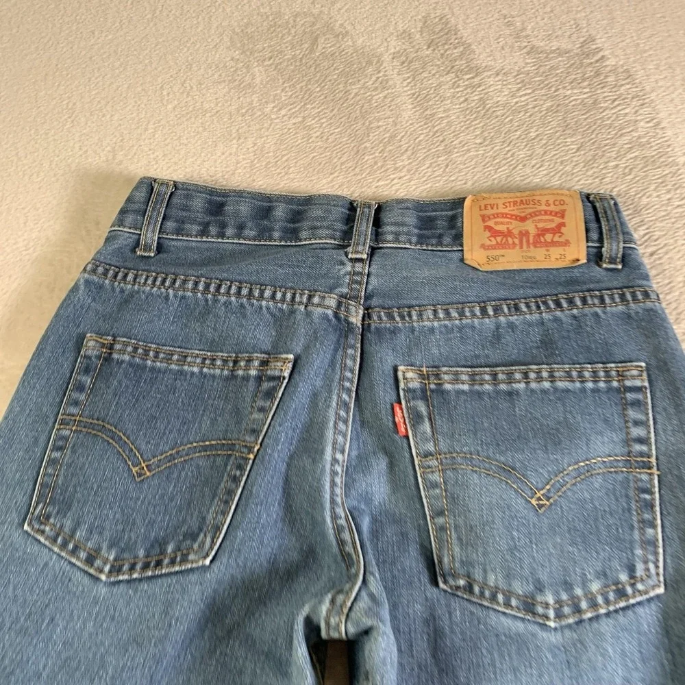 Levis 550 Relaxed Jeans Girls 10 25x25 Blue Medium Wash Mid‎ Rise Straight Denim